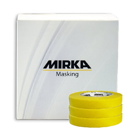 Mirka Masking Tape Yellow Line, 3/4" x 180', Case of 48 Rolls, 9191251801