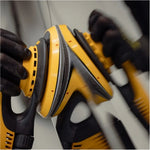 Mirka Iridium Soft 6" Multifit Grip Dry Sanding Discs, 24-6MF Series, in action image, 1