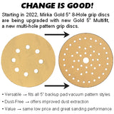Mirka Gold 5" 8-Hole Grip Sanding Discs, 23-615 Series