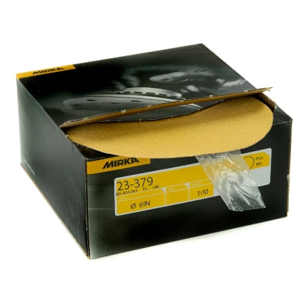 Mirka Gold 6" Solid PSA Sanding Discs, Autobox, 23-379 Series