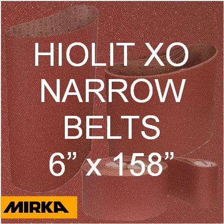 Mirka HIOLIT XO 6" x158" Narrow Sanding Belts, T-Joint, 57-6-158 Series