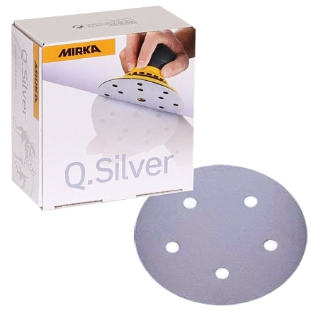 Mirka Q.Silver 5" 5-Hole Grip Sanding Discs, 2B/2C-614 Series