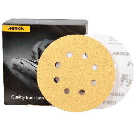 Mirka Gold 5" 8-Hole Grip Sanding Discs, 23-615 Series, 4